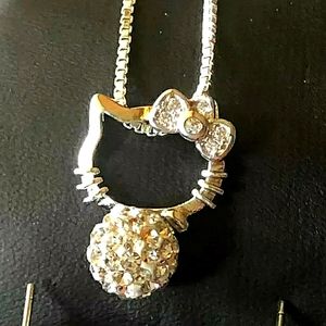 Hello Kitty Crystal 925 Necklace & Pendant